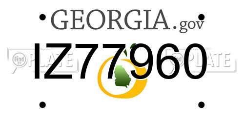 IZ77960 Georgia License Plate