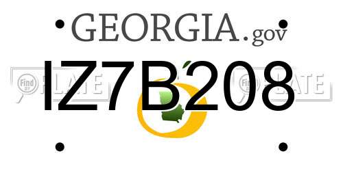 IZ7B208 Georgia License Plate