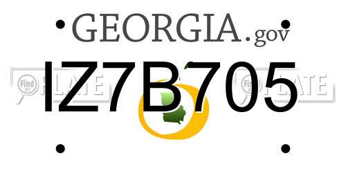 IZ7B705 Georgia License Plate