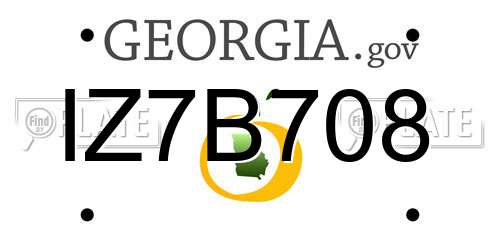 IZ7B708 Georgia License Plate
