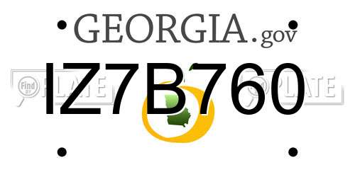 IZ7B760 Georgia License Plate