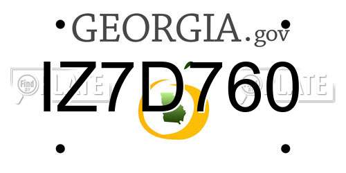 IZ7D760 Georgia License Plate