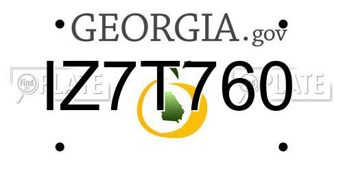 IZ7T760 Georgia License Plate
