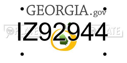 IZ92944 Georgia License Plate