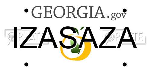 IZASAZA Georgia License Plate