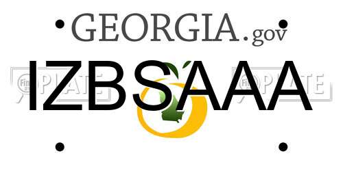 IZBSAAA Georgia License Plate