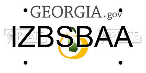 IZBSBAA Georgia License Plate