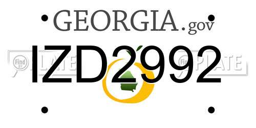 IZD2992 Georgia License Plate