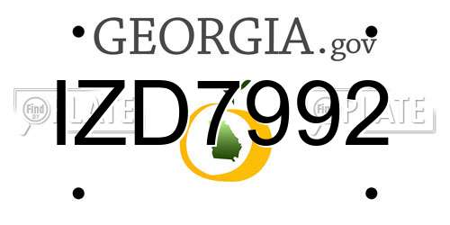 IZD7992 Georgia License Plate