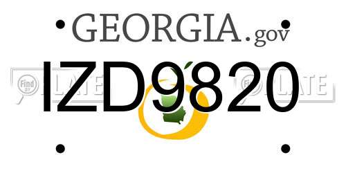 IZD9820 Georgia License Plate