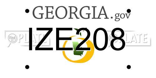 IZE208 Georgia License Plate