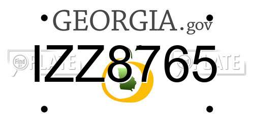 IZZ8765 Georgia License Plate