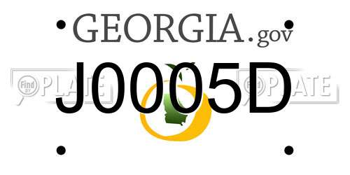 J0005D Georgia License Plate