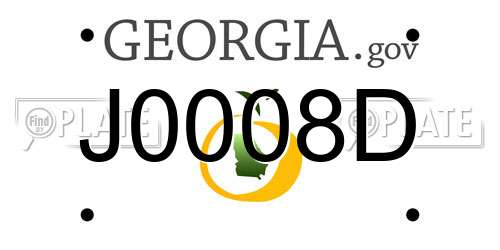 J0008D Georgia License Plate