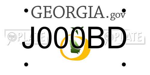 J000BD Georgia License Plate