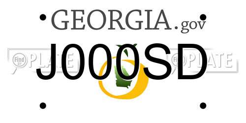 J000SD Georgia License Plate