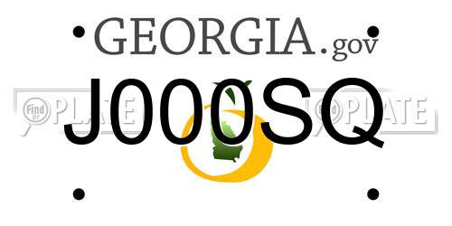 J000SQ Georgia License Plate