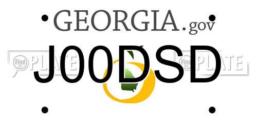 J00DSD Georgia License Plate