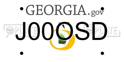 J00OSD Georgia License Plate