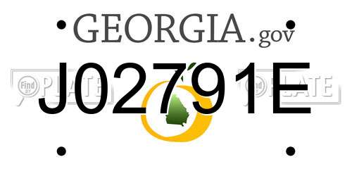 J02791E Georgia License Plate