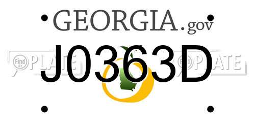 J0363D Georgia License Plate