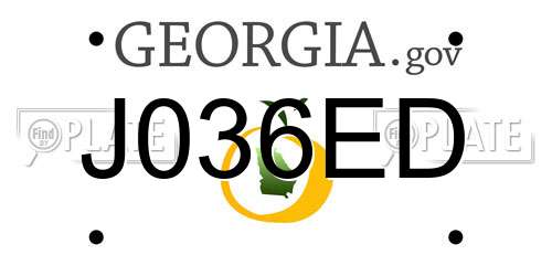 J036ED Georgia License Plate