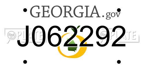 J062292 Georgia License Plate