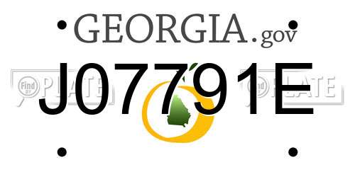 J07791E Georgia License Plate