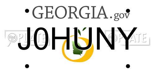 J0HUNY Georgia License Plate