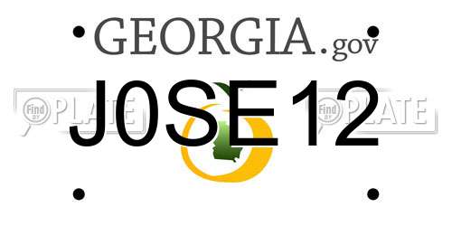 J0SE12 Georgia License Plate