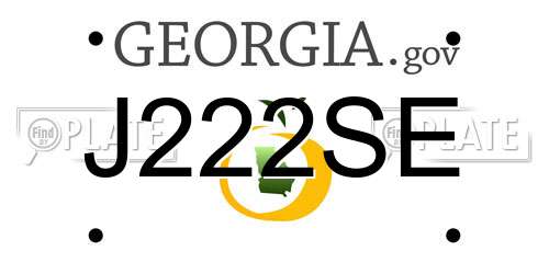J222SE Georgia License Plate