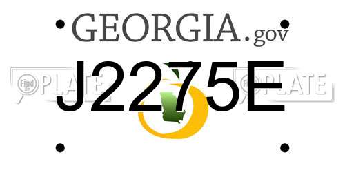 J2275E Georgia License Plate