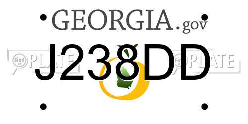 J238DD Georgia License Plate