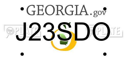 J23SDO Georgia License Plate