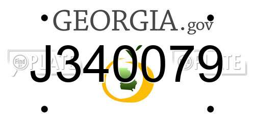 J340079 Georgia License Plate