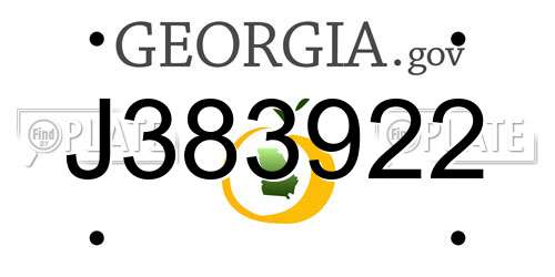 J383922 Georgia License Plate