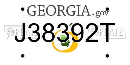J38392T Georgia License Plate