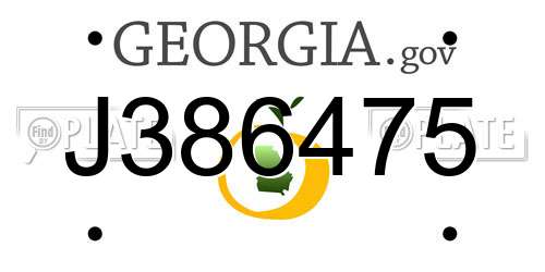 J386475 Georgia License Plate