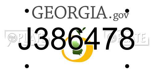 J386478 Georgia License Plate