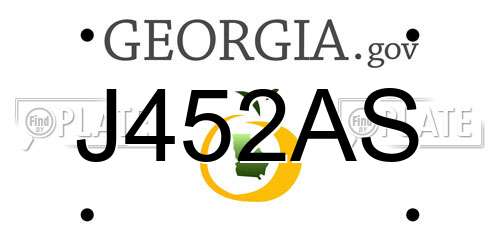 J452AS Georgia License Plate