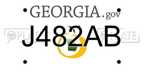 J482AB Georgia License Plate