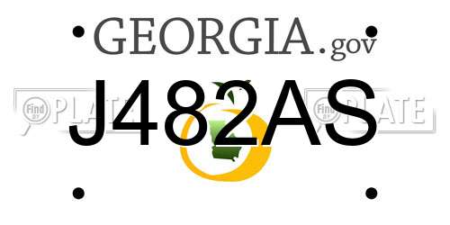J482AS Georgia License Plate