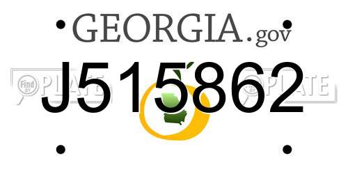 J515862 Georgia License Plate