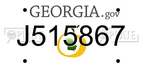 J515867 Georgia License Plate