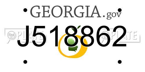 J518862 Georgia License Plate