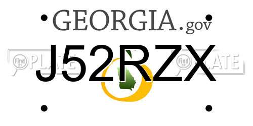 J52RZX Georgia License Plate