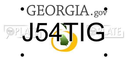 J54TIG Georgia License Plate