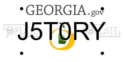 J5T0RY Georgia License Plate