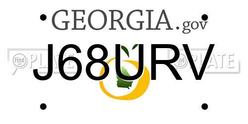 J68URV Georgia License Plate
