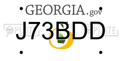J73BDD Georgia License Plate